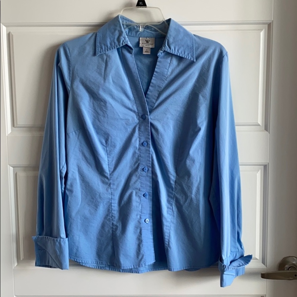 V-neck button up
